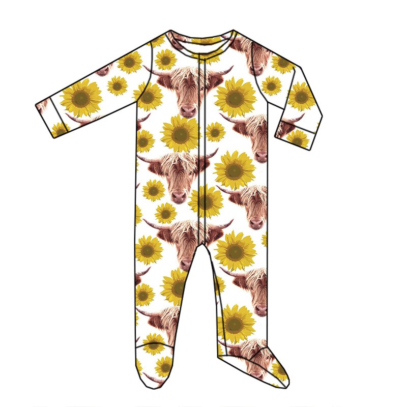 Newly arrived custom newborn long sleeve pants jumpsuit Western style floral Christmas holiday print children's pajamas