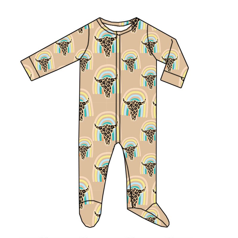 Newly arrived custom newborn long sleeve pants jumpsuit Western style floral Christmas holiday print children's pajamas