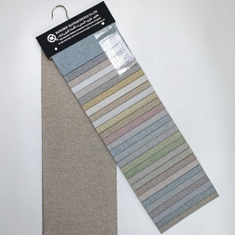 Factory supply 100% polyester best 100% shading interior linen look full blackout curtain fabric for living room