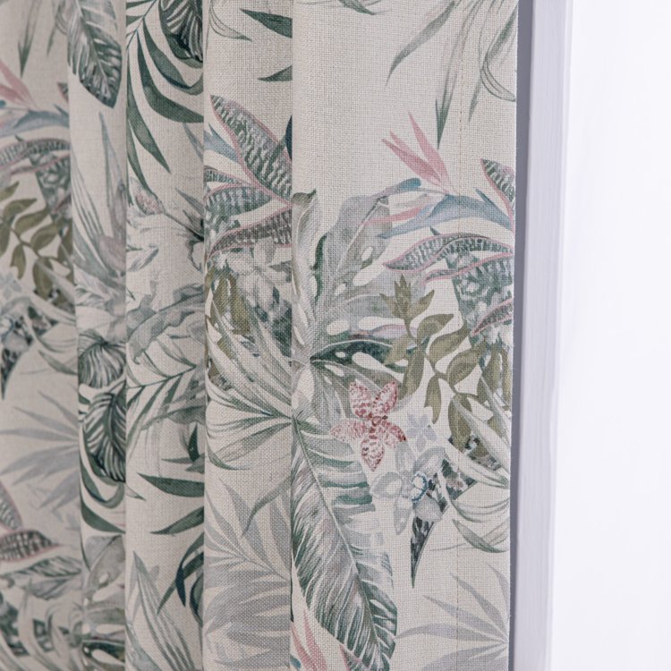 Nice Cost Performance Chinese Style Digital Printed Gray Blackout Curtain For Living Room Ready Made Smart Curtain