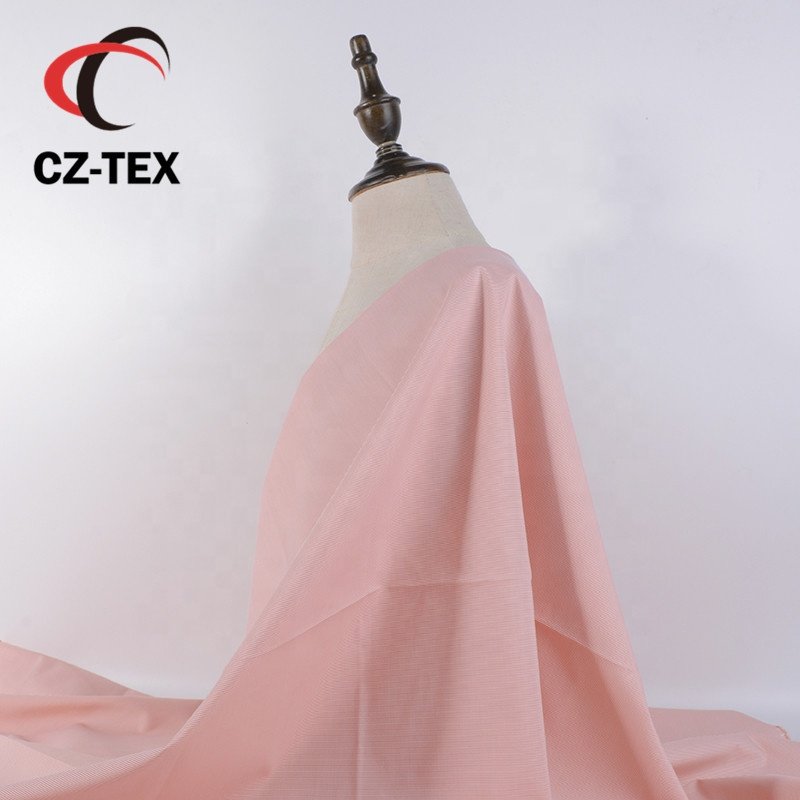 Pink vertical stripe bamboo spandex fabric for business shirting