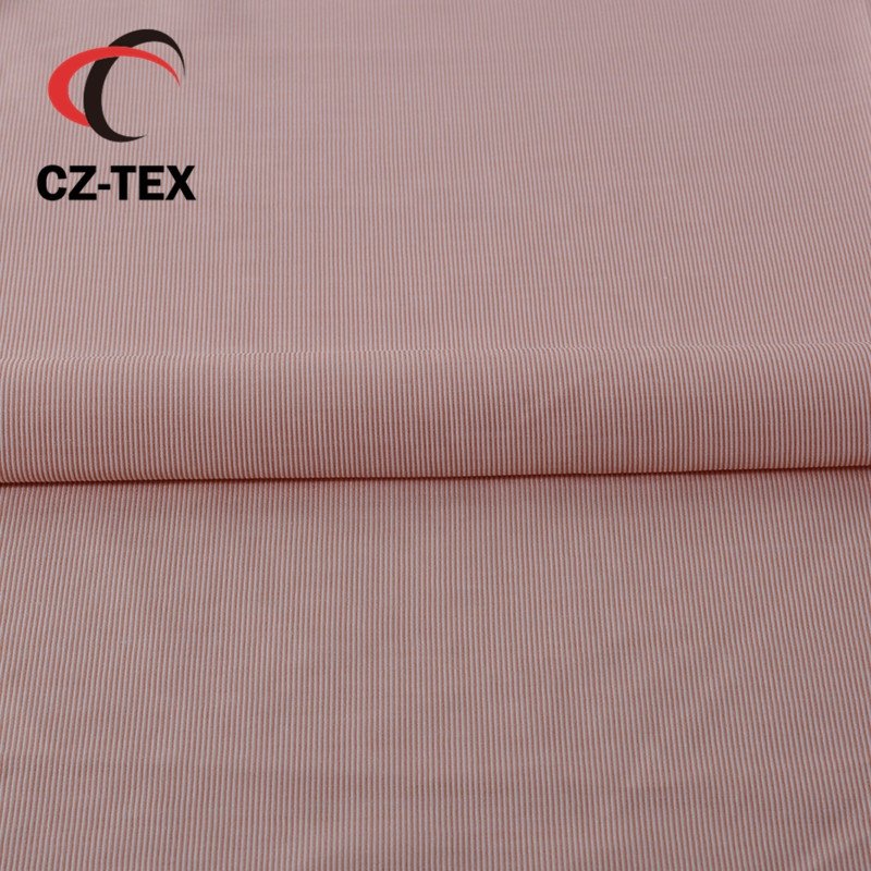 Pink vertical stripe bamboo spandex fabric for business shirting