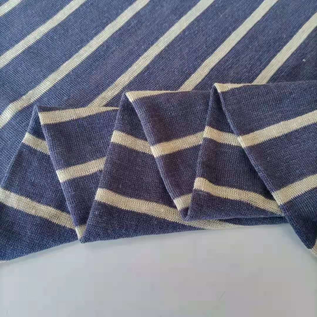 Discount Products 100% Linen Color Stripe Jersey Fabric