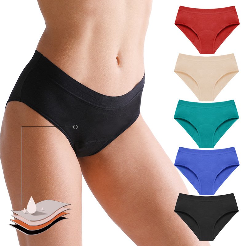 Hot Sell 4 Layers Bamboo Bragas Menstruales Super Absorbent Lining Leakproof Physiological Period Menstrual Panties Underwear