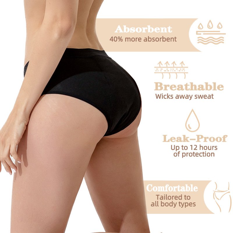 Hot Sell 4 Layers Bamboo Bragas Menstruales Super Absorbent Lining Leakproof Physiological Period Menstrual Panties Underwear