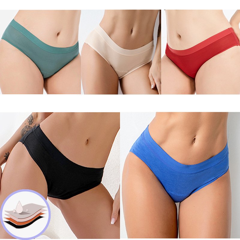 Hot Sell 4 Layers Bamboo Bragas Menstruales Super Absorbent Lining Leakproof Physiological Period Menstrual Panties Underwear