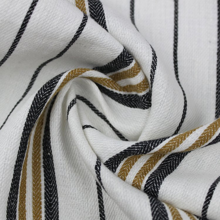 Accept Customization 55%linen 45%cotton Blend Linen Rib Fabric for Clothing Yarn Dyed Striped Dobby Fabric