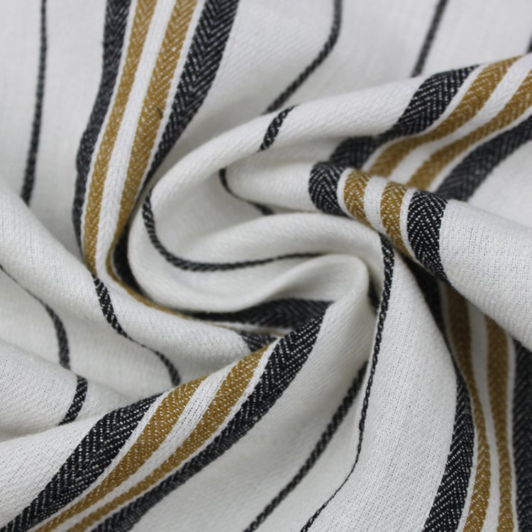 Accept Customization 55%linen 45%cotton Blend Linen Rib Fabric for Clothing Yarn Dyed Striped Dobby Fabric