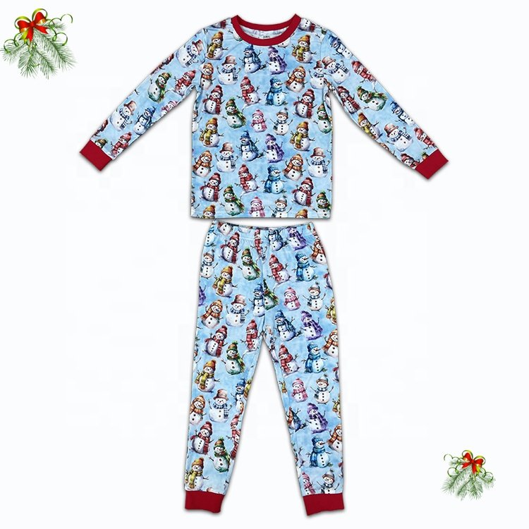 New arrival 2024 Halloween Custom Children's Pyjamas Baby Printed Bamboo Two Pieces Kids Christmas Pajamas Sets