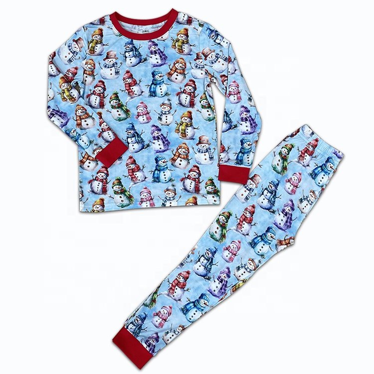 New arrival 2024 Halloween Custom Children's Pyjamas Baby Printed Bamboo Two Pieces Kids Christmas Pajamas Sets