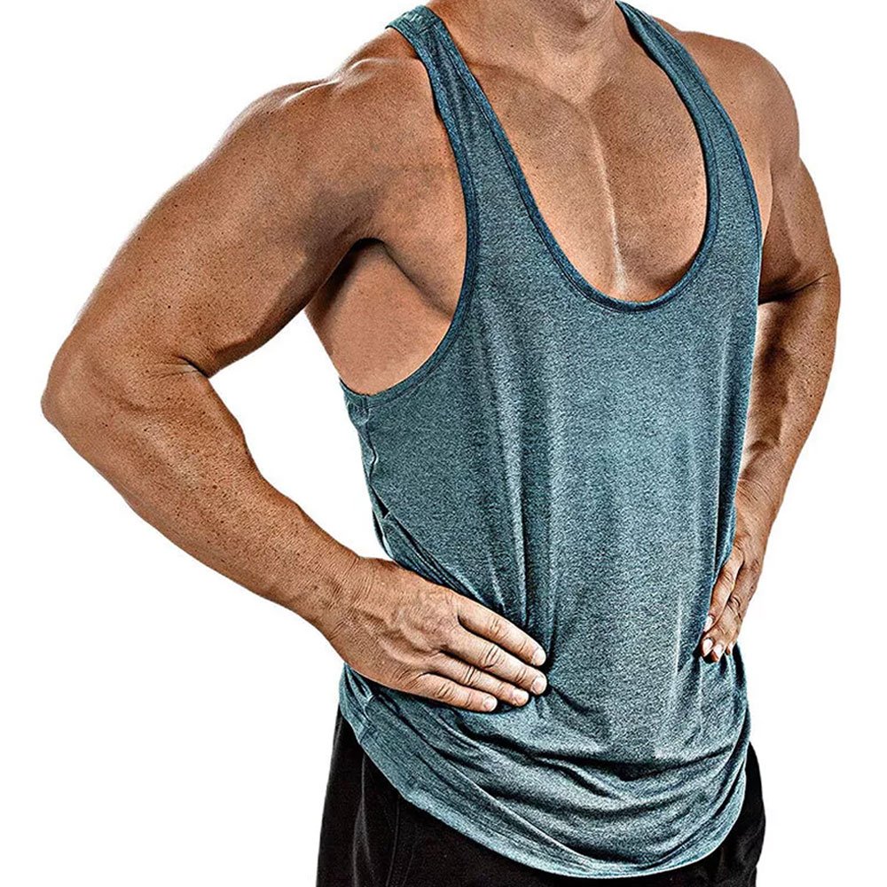 Men's Fitness Custom Logo Quick Dry Bamboo Athletic Muscle Bodybuilding Activewear Seamless Back Gym Tank Tops Men