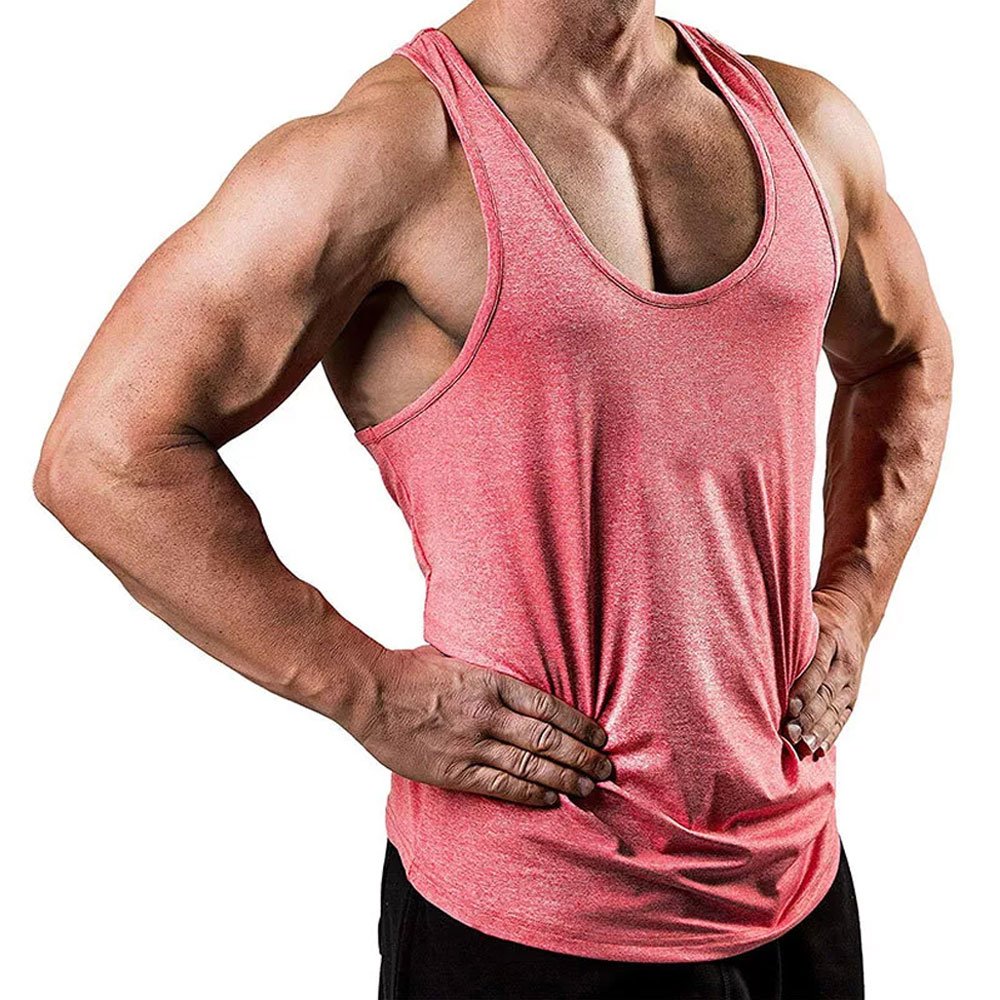 Men's Fitness Custom Logo Quick Dry Bamboo Athletic Muscle Bodybuilding Activewear Seamless Back Gym Tank Tops Men