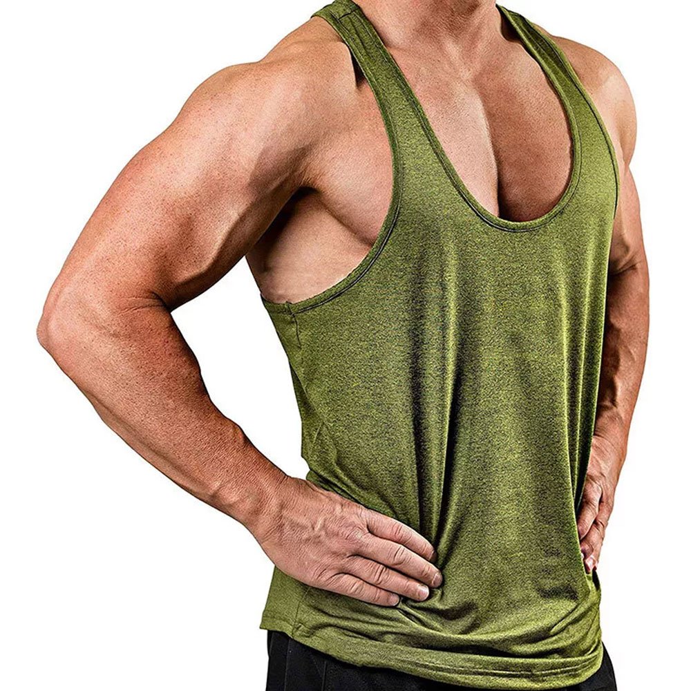 Men's Fitness Custom Logo Quick Dry Bamboo Athletic Muscle Bodybuilding Activewear Seamless Back Gym Tank Tops Men
