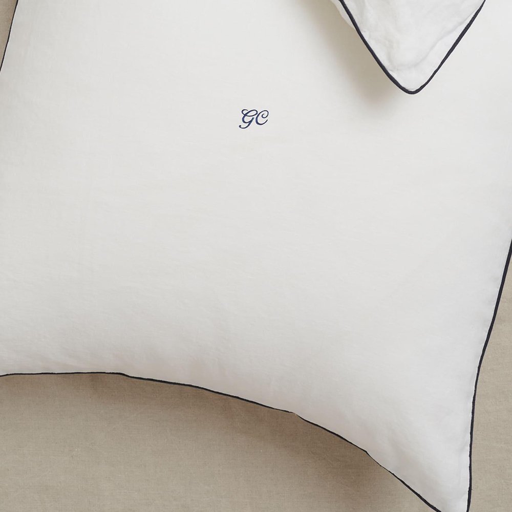 Skin friendly Pure Linen Pillowcase with Embroidery monogram Envelope pillow sage green Wedding cotton linen Cushion rolled edge