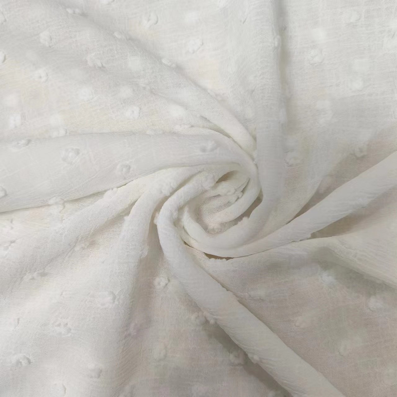 100% Polyester Pleated Woven Crumple Fabric Women Custom White Plain Bubble Square Chiffon Fabric for Clothing Dresses by Meters