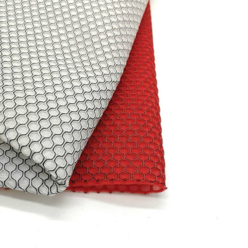 Recycled Two-color hexagonal hand sandwich mesh 100 polyester air mesh fabric for chair cushion medical mat mattress cover