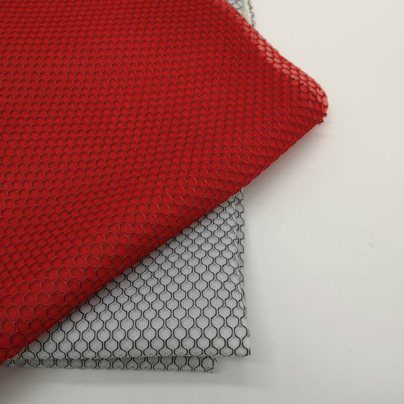 Recycled Two-color hexagonal hand sandwich mesh 100 polyester air mesh fabric for chair cushion medical mat mattress cover