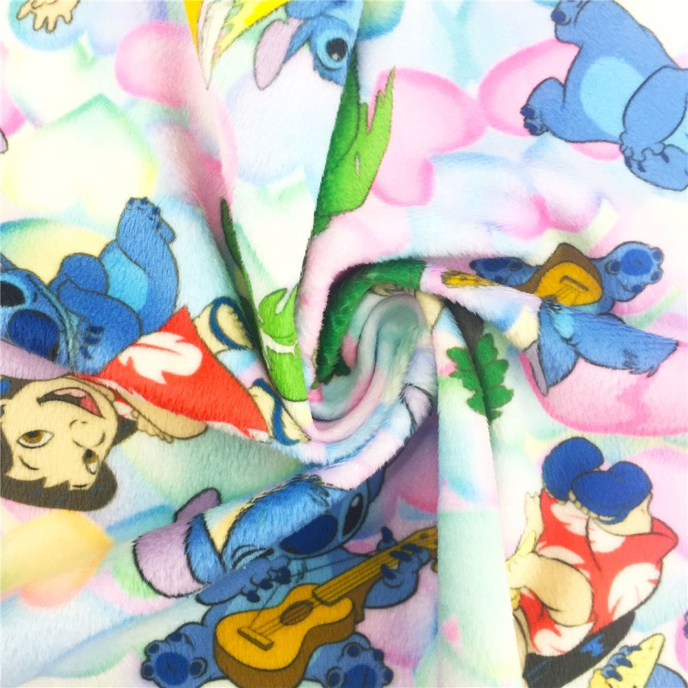 No Moq Digital Printed Cartoon Fabric 100% Polyester Plush Minky Fabric Custom Printed Fabric