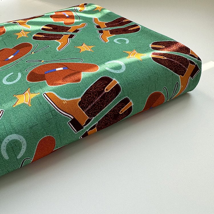 Customize 95% Bamboo 5% Spandex Stretch Digital Printed Western Design Cowboy Seamless Pattern Organic Wholesale Fabric For Baby