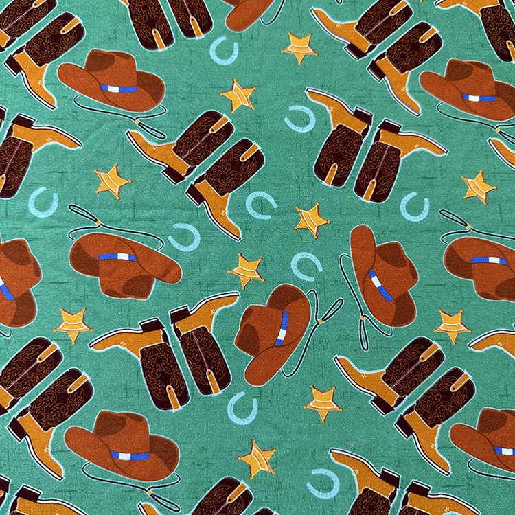 Customize 95% Bamboo 5% Spandex Stretch Digital Printed Western Design Cowboy Seamless Pattern Organic Wholesale Fabric For Baby
