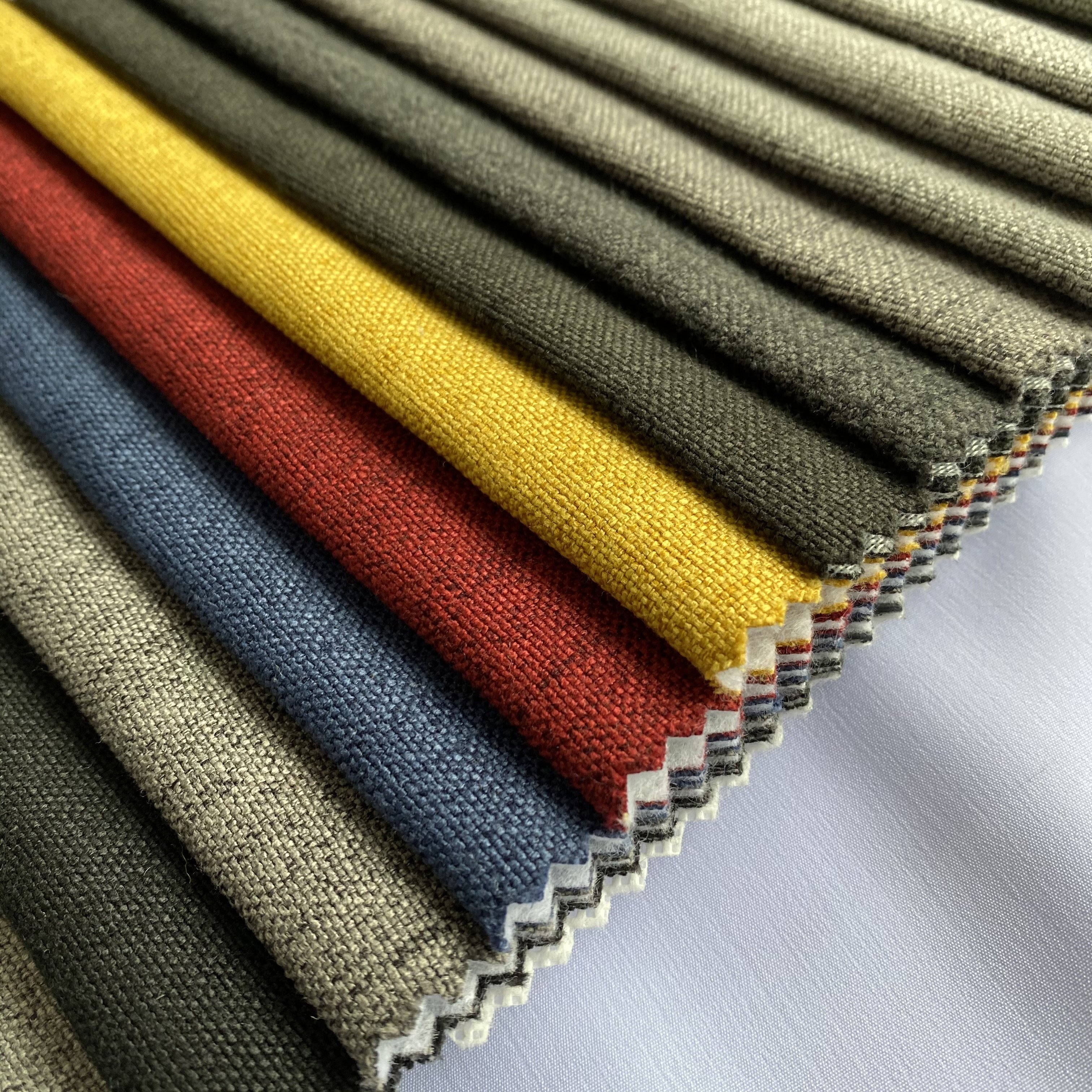 NO MOQ Home Textile 100% Polyester Linen Like Sofa Upholstery Fabric