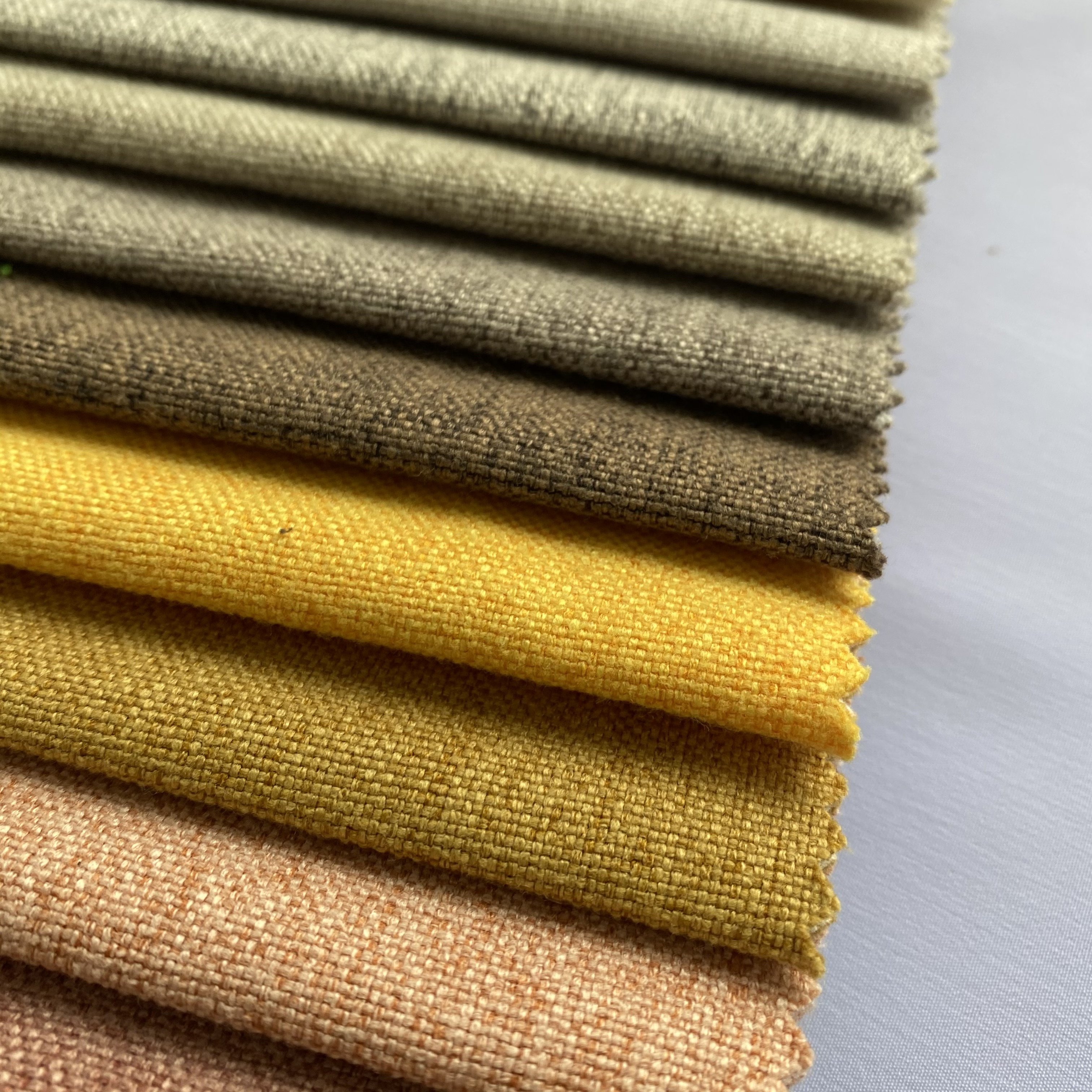 NO MOQ Home Textile 100% Polyester Linen Like Sofa Upholstery Fabric