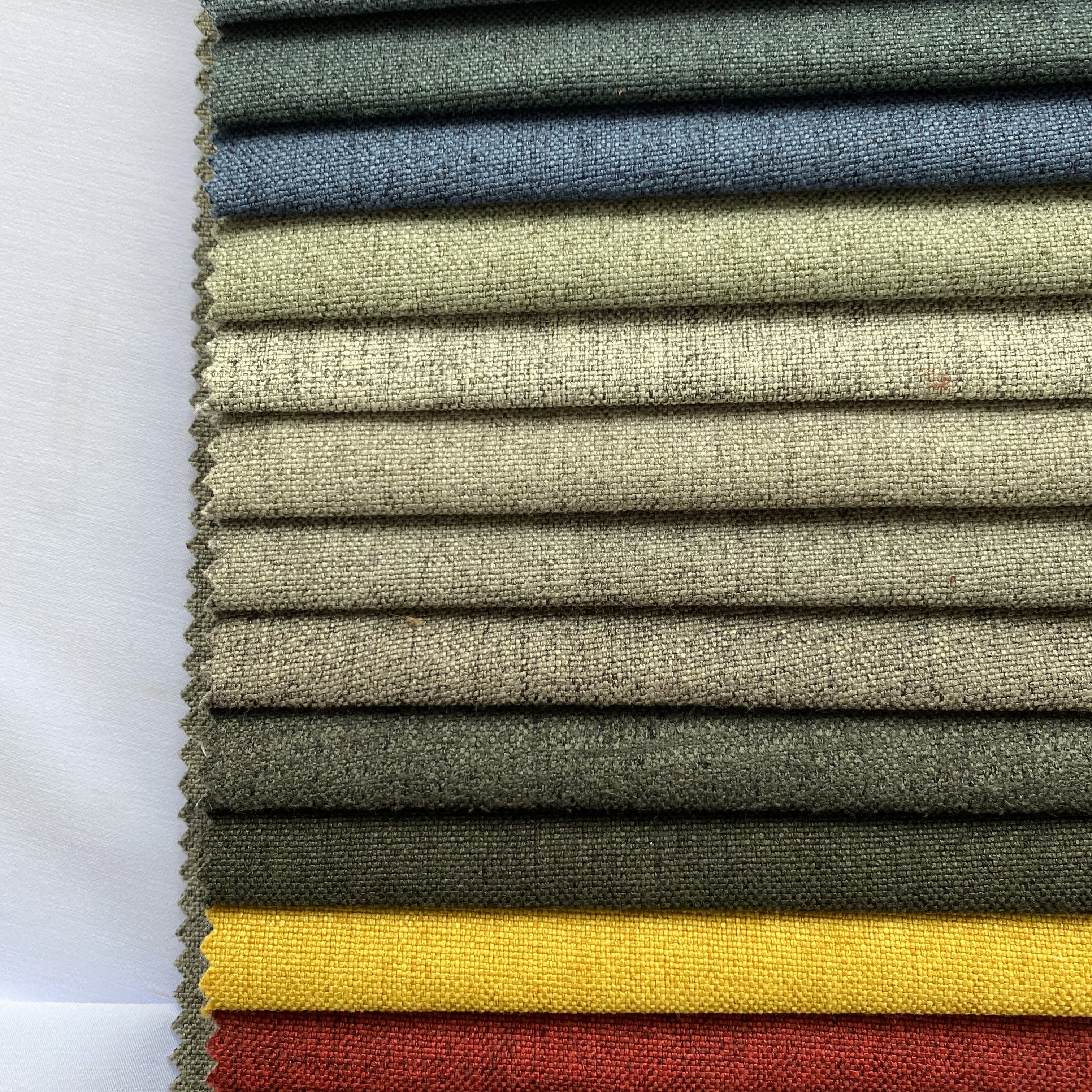 NO MOQ Home Textile 100% Polyester Linen Like Sofa Upholstery Fabric