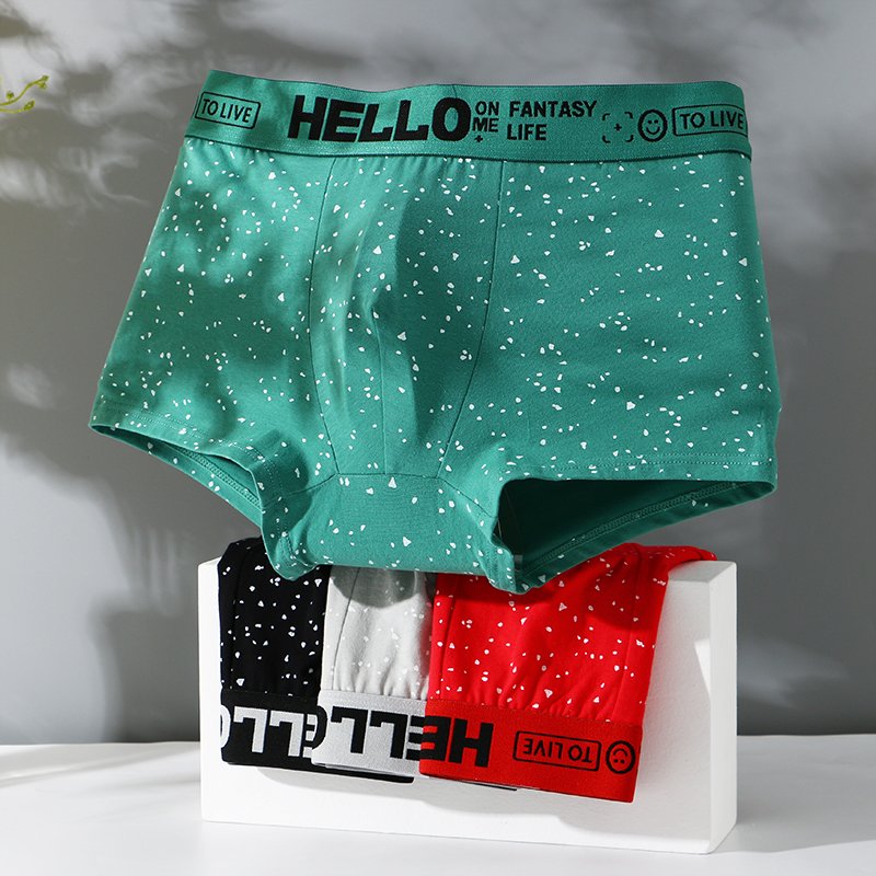 elastic band boy cartoon teen boys man long brief boxer underwear waist band cotton men