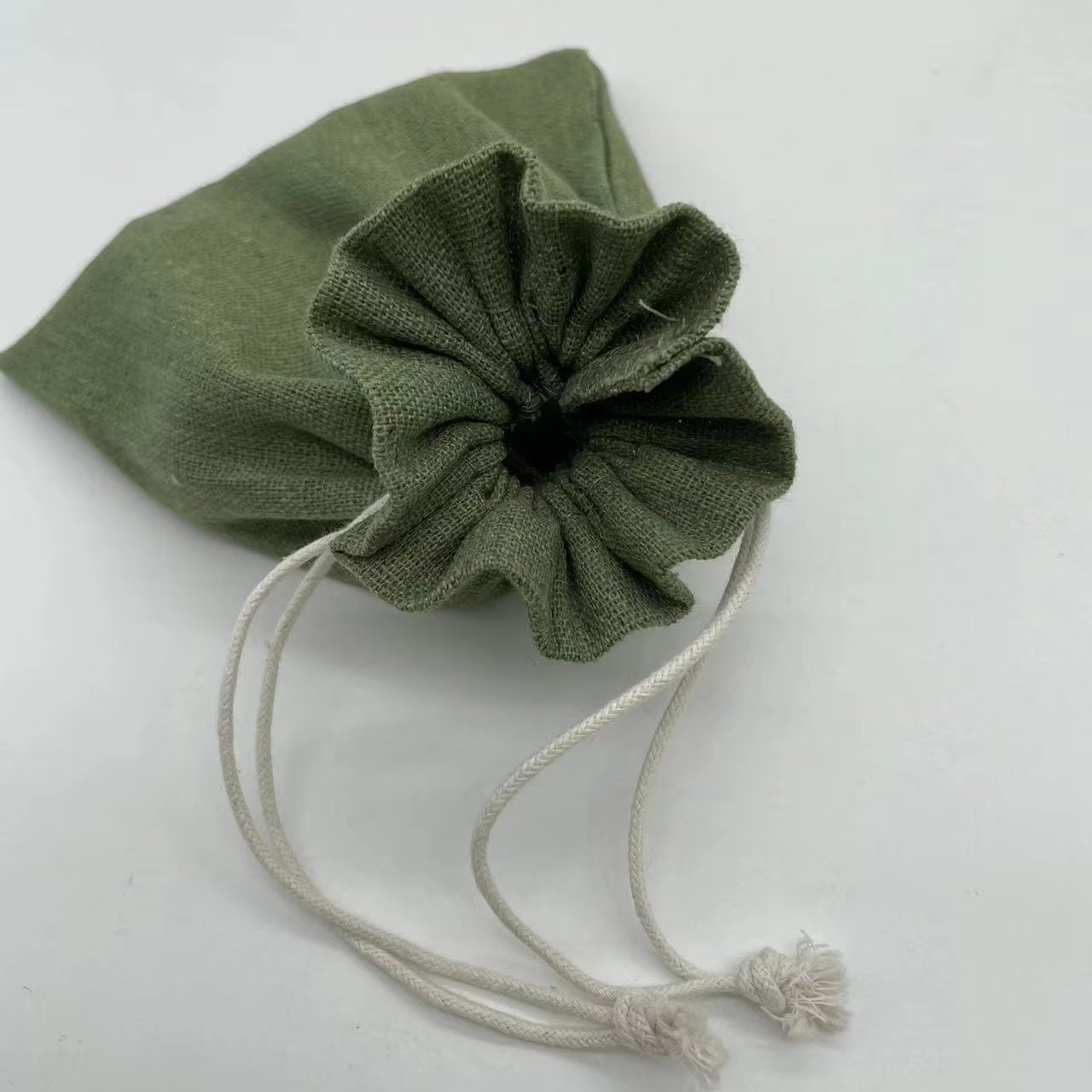 Customized Wholesale Environment Friendly Green Linen Handbag Beach Bag Shopping Foldable Green Bags