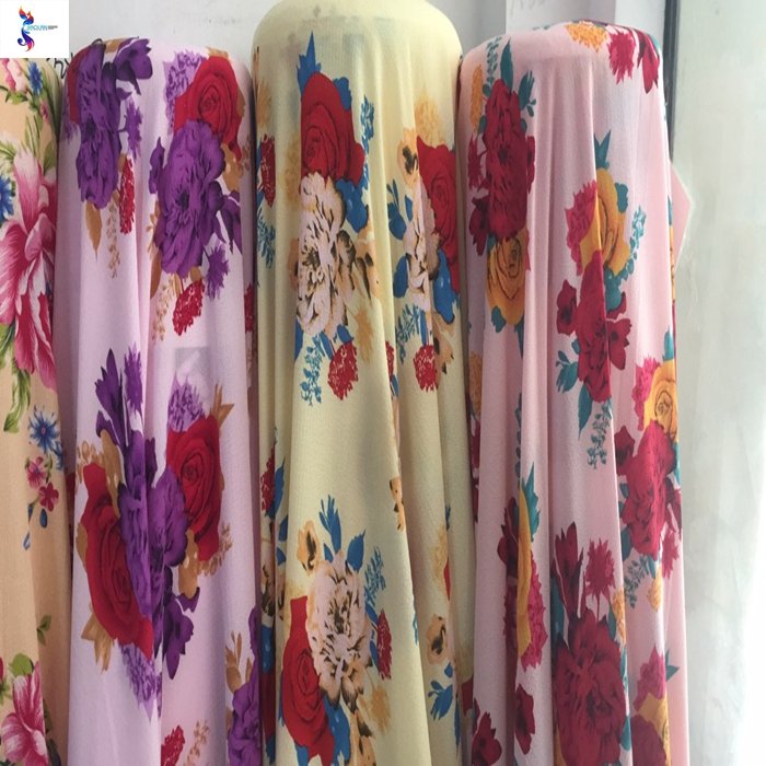 Hot sale good design 100%polyester bubble chiffon print stock fabric