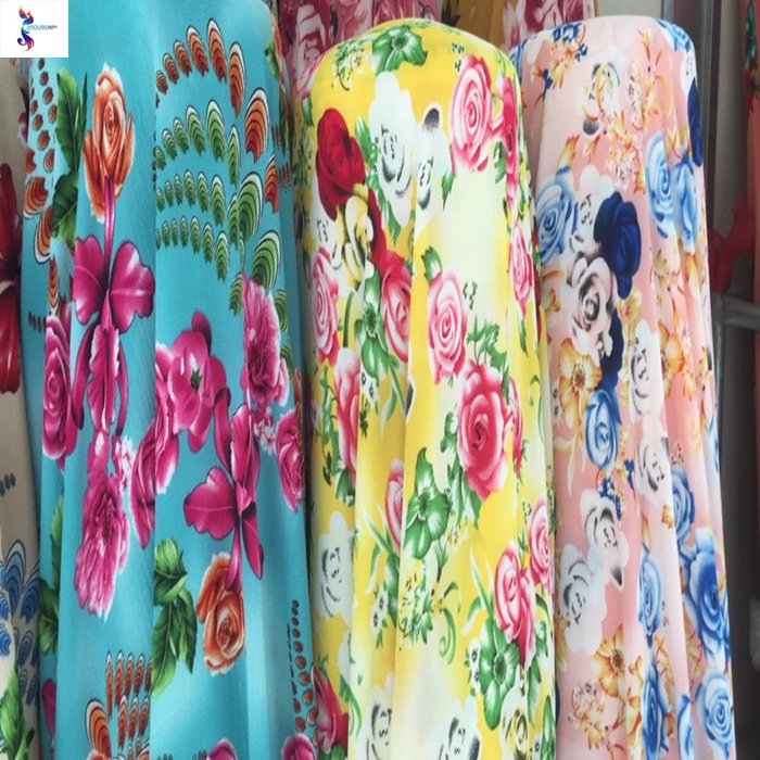 Hot sale good design 100%polyester bubble chiffon print stock fabric
