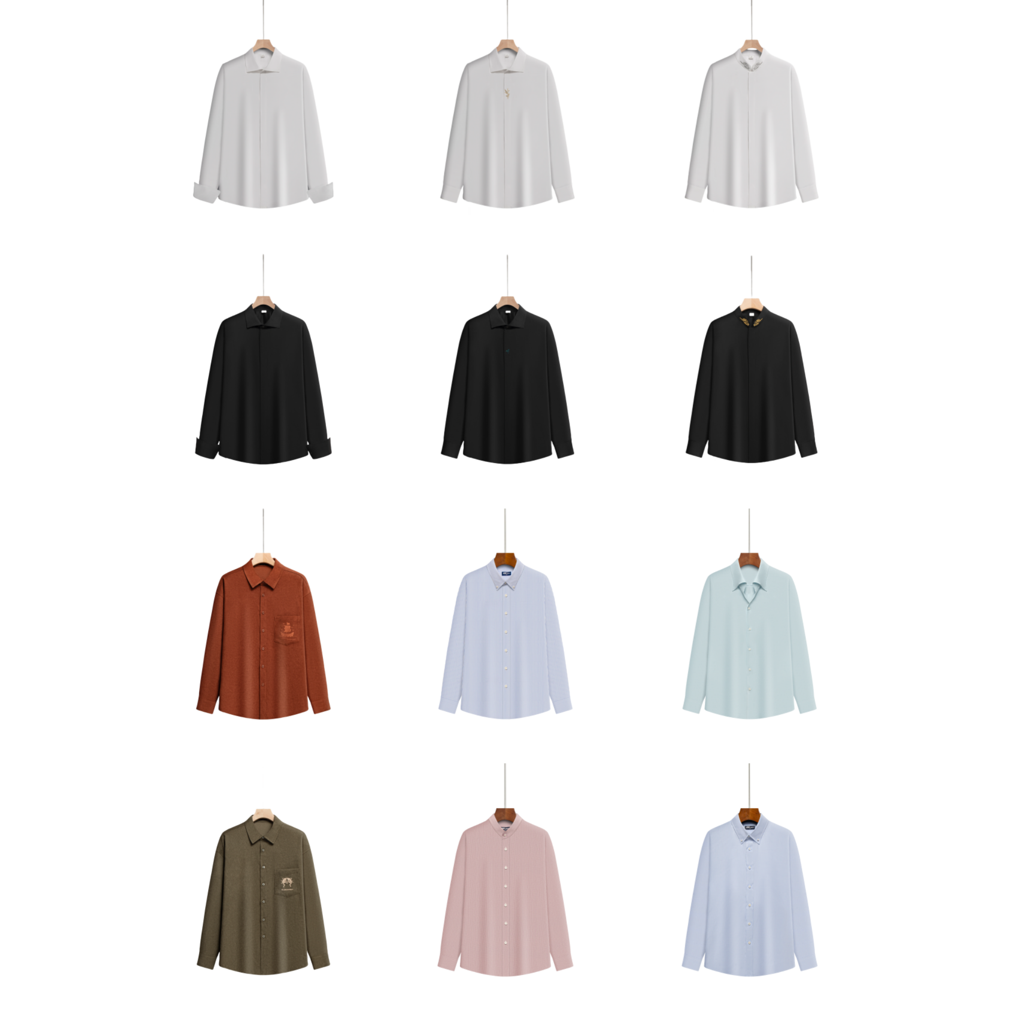 Autumn Winter Comfortable Fabric Men's Shirts Pink with Collarless Long Sleeves Digital Printed Logo Daily Wear OEM Supply
