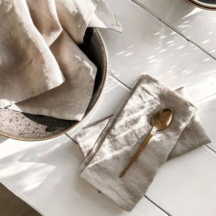 Handmade 45x45cm Napkin Cloth Customized Logo brand Style Nature Stone Washed Dinner Napkins French flax Linen Table Napkin