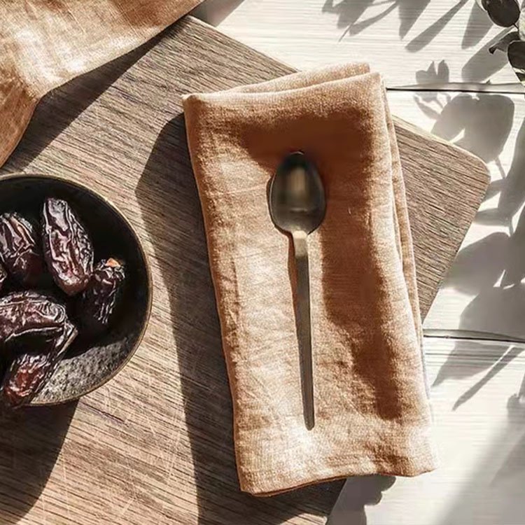 Handmade 45x45cm Napkin Cloth Customized Logo brand Style Nature Stone Washed Dinner Napkins French flax Linen Table Napkin