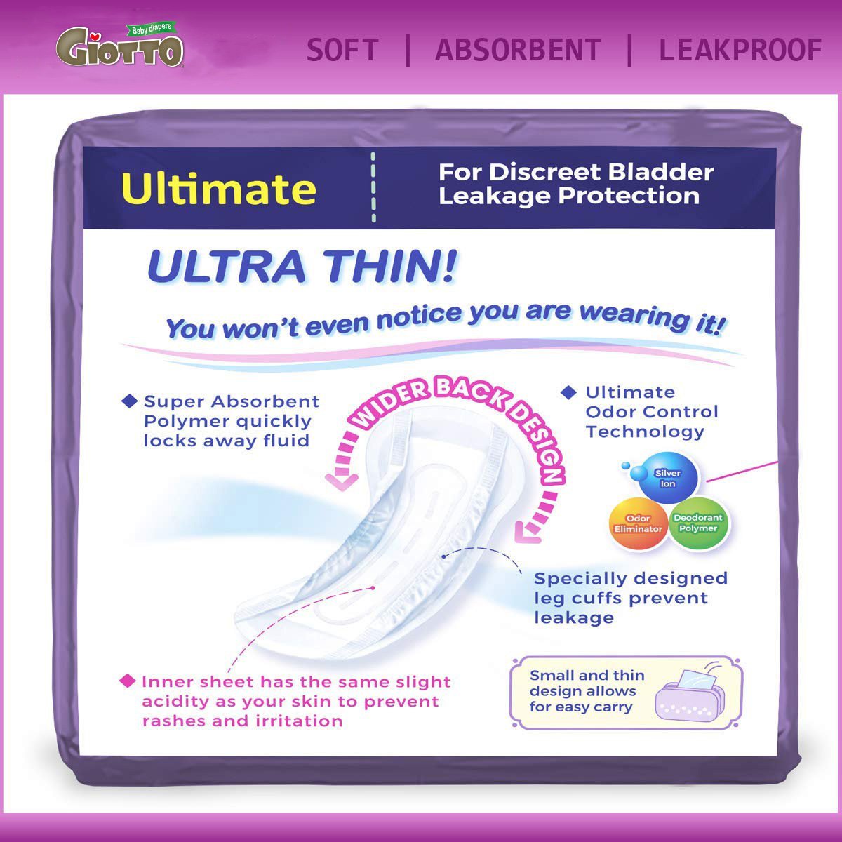GIOTTO Pads for women Toxin Free Fragrance Free and Hypoallergenic pads for women menstrual