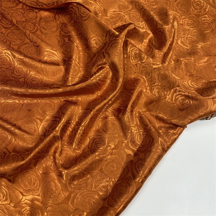Brazil style elegant woven 97% polyester 3% spandex jacquard floral stretch satin fabric for dress