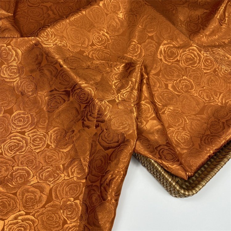 Brazil style elegant woven 97% polyester 3% spandex jacquard floral stretch satin fabric for dress