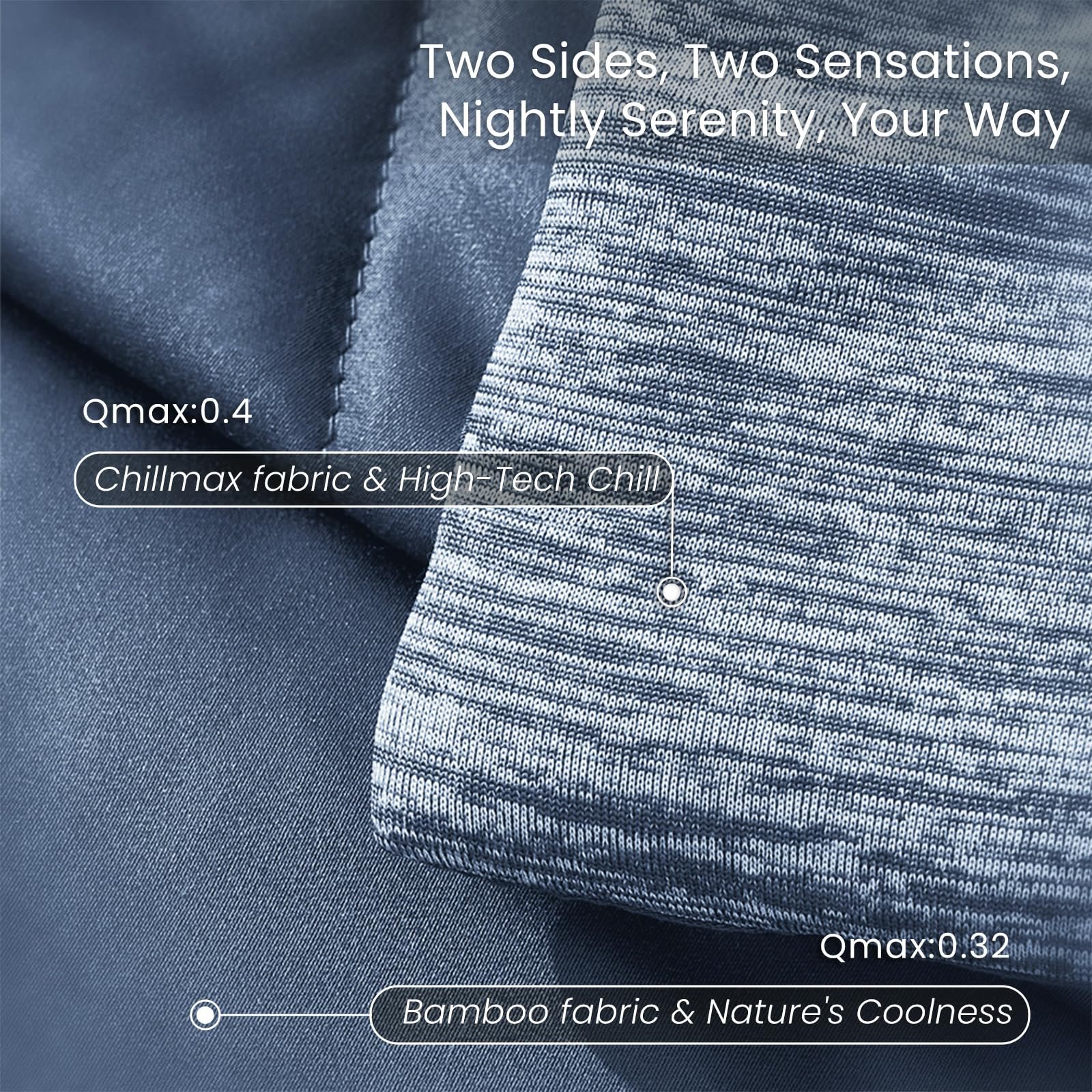 Dual-Sided Lightweight Cooling Blanket Q-Max 0.4 Breathable Silk Smooth Blue cooling comforter For Hot Sleepers
