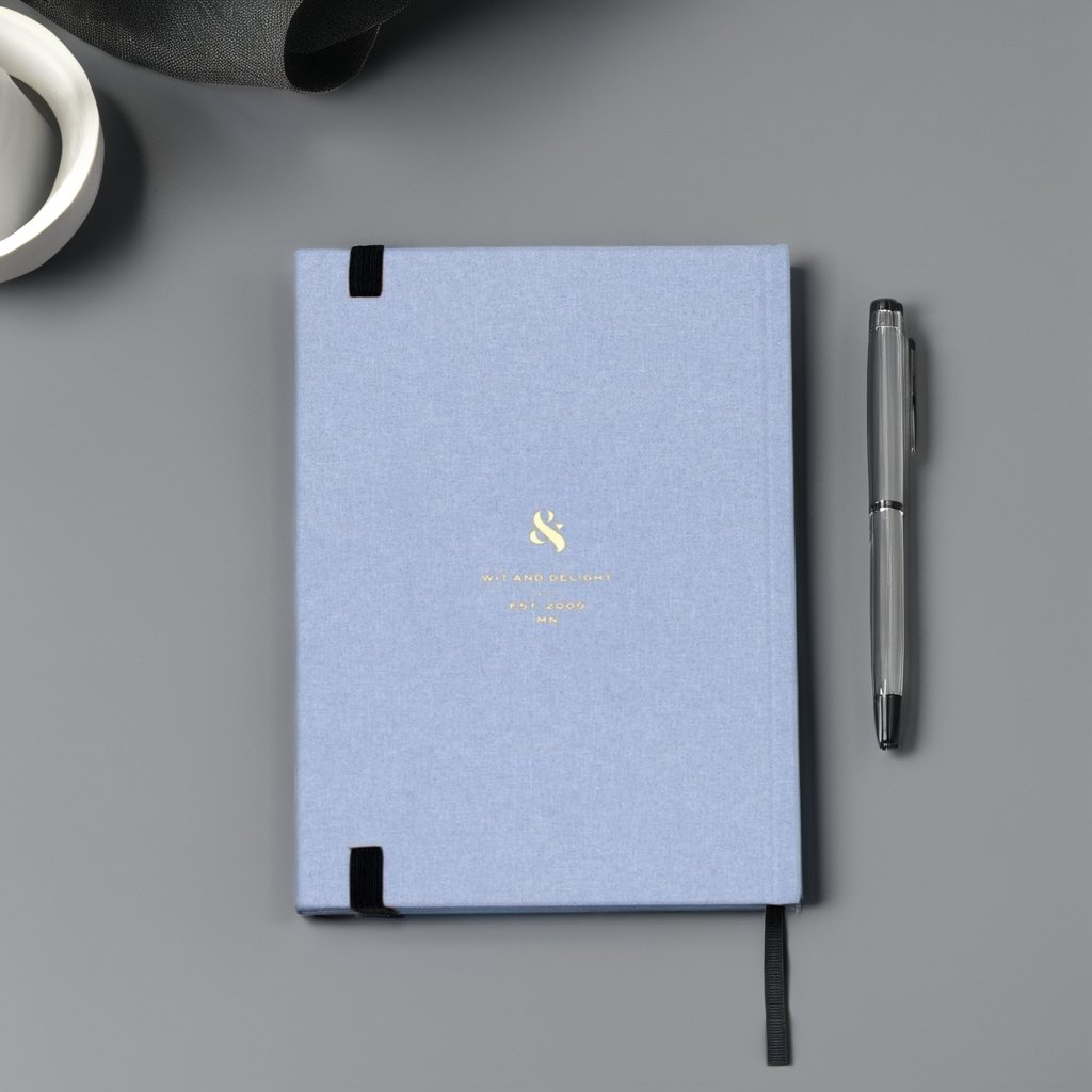 High Quality A5 Notebooks Custom Logo Silk Fabric Linen Hardcover Journal Gold Spine Side Cloth Planner and Nice Diary