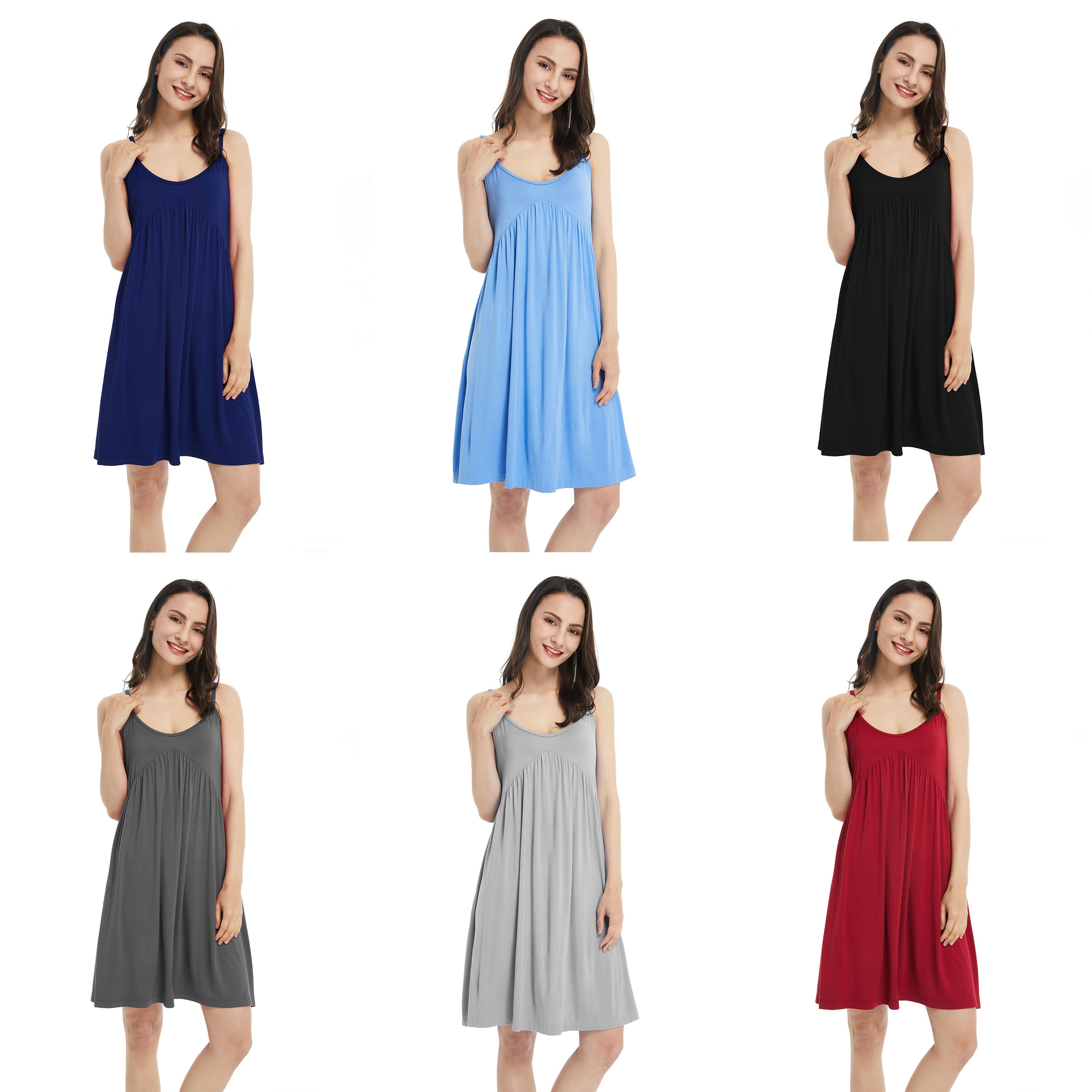 Comfy Night Dresses for Woman V Neck Full Slips Nightdress Plus Size Lightweight Bamboo fiber Nightgowns For Women