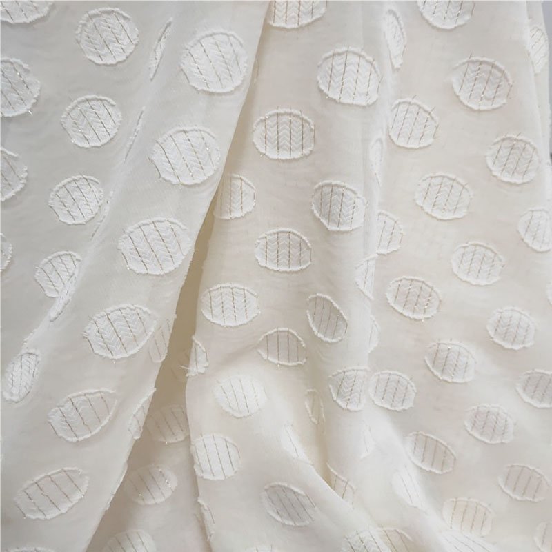 Silk Dress Cut Jacquard Polka Dot Chiffon for Children with Gold 100% Polyester Fabric Woven Lightweight Breathable Suit Fabrics