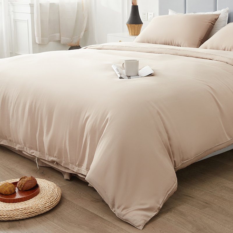 Luxury 100% Bamboo Lyocell Fabric Printed White Bedsheet Twin Fitted Sheet Set Hotel