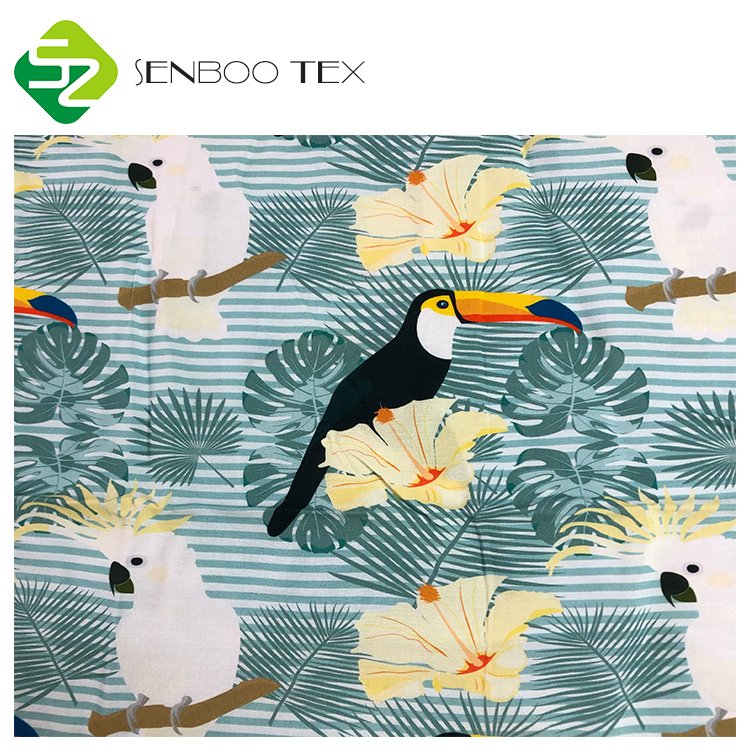 Screen Print Cool Organic Bamboo Woven Print Gauze Fabric For Ladies Sleepwear in Summer