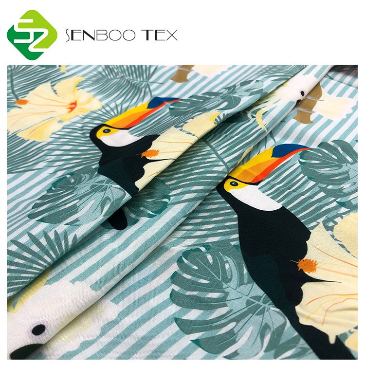 Screen Print Cool Organic Bamboo Woven Print Gauze Fabric For Ladies Sleepwear in Summer