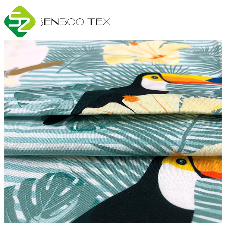 Screen Print Cool Organic Bamboo Woven Print Gauze Fabric For Ladies Sleepwear in Summer