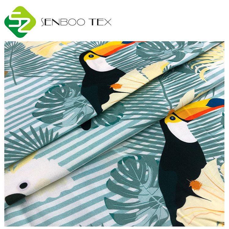 Screen Print Cool Organic Bamboo Woven Print Gauze Fabric For Ladies Sleepwear in Summer