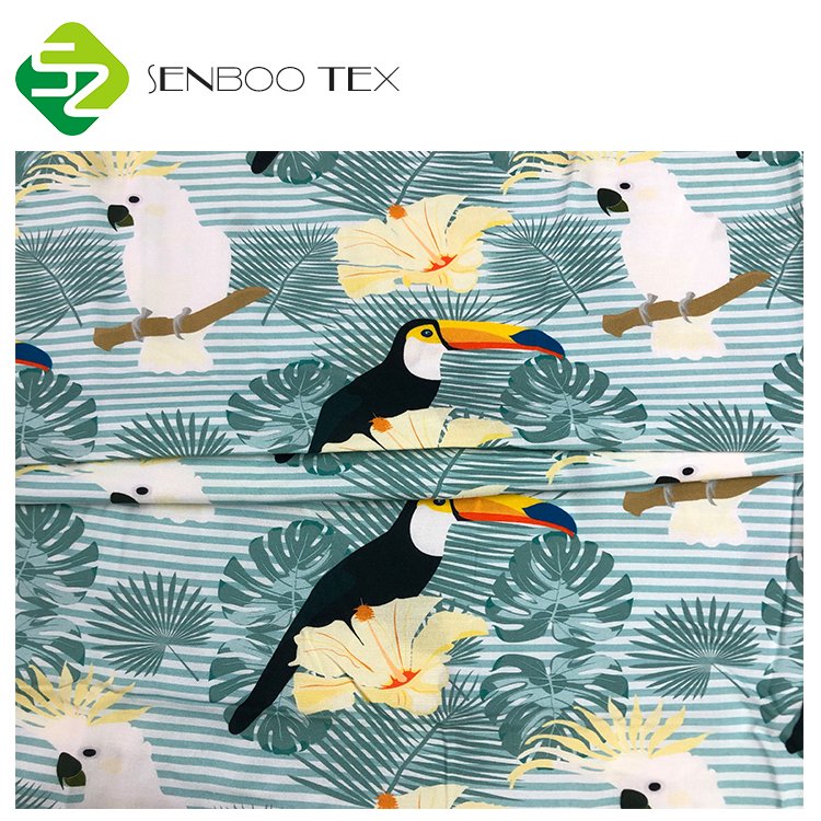 Screen Print Cool Organic Bamboo Woven Print Gauze Fabric For Ladies Sleepwear in Summer