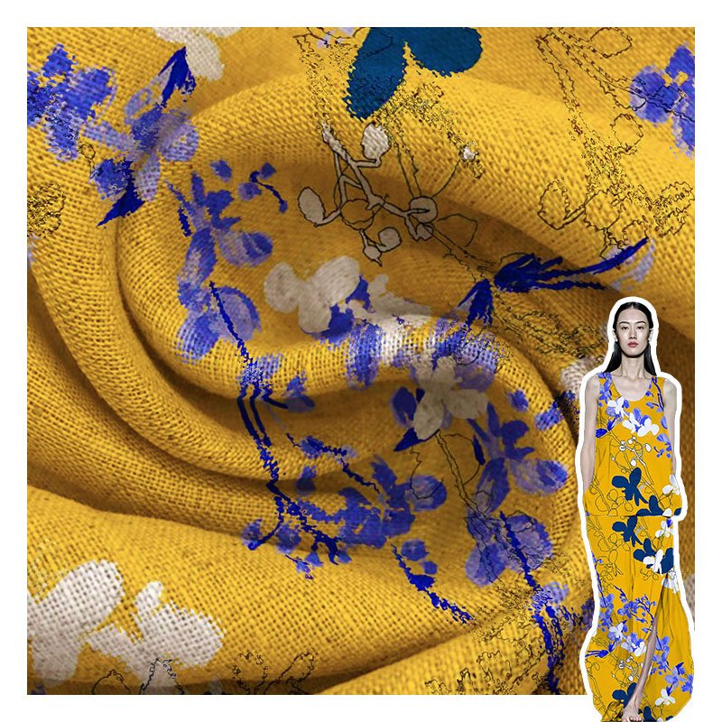 Printing organic wholesale textile french shirting 100 linen fabric