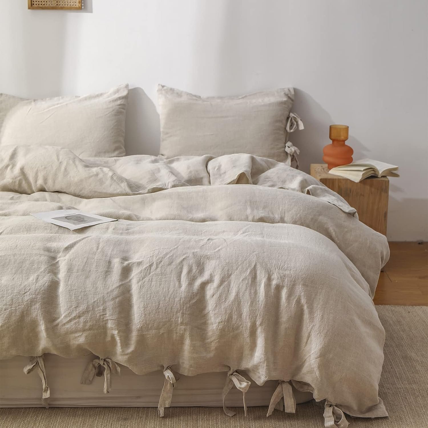 Wholesale 100% Linen Fabric Textile Customized Design Home Textile Bedding Set
