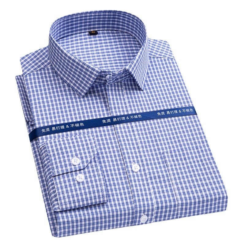 OEM ODM Custom Business High-End Non-Iron Anti-wrinkle Plaid Slim-fit stripe Dress Shirt For Men